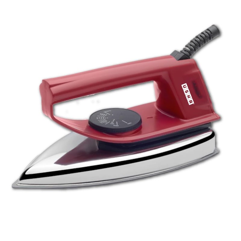USHA EI 4175-M 750W ULTRA LIGHT WEIGHT ELECTRIC IRON WITH NON STICK PTFE COATED (BLACK WEILBURGER) SOLE PLATE, MAROON - Image 5