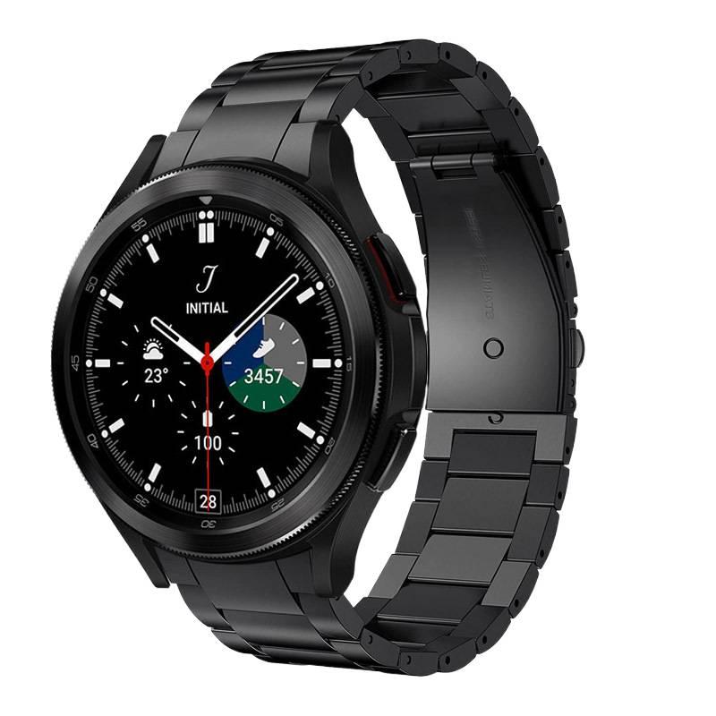 AD سوار ساعة ذكية سوار معدني من الستانلس ستيل متوافق مع Samsung Galaxy Watch 4 بملاءمة قابلة للتعديل وحزام بديل للاستخدام اليومي باللون فضي قابل للتعديل باللون الفضي - Image 3