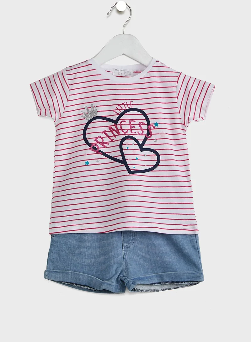 Babybol Kids Graphic Top + Shorts Set