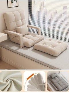 VUCATIN Folding Floor Chair Lounge Sofa Folding Single-Back Sofa Cushion Multi Angle Adjustment Padded Sleeper Bed For Balcony Bedroom With Pillow Armrests Single Sofa  - Image 1
