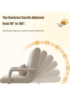 VUCATIN Folding Floor Chair Lounge Sofa Folding Single-Back Sofa Cushion Multi Angle Adjustment Padded Sleeper Bed For Balcony Bedroom With Pillow Armrests Single Sofa  - Image 2