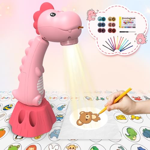 MFEESYOB Drawing Projector for KidsTracing and Drawing Projector with 96 Slide Cartoon Patterns and 12 Color BrushsSmart Art Sketcher Projector for 3 Year Old Girls BoysPink - Image 1