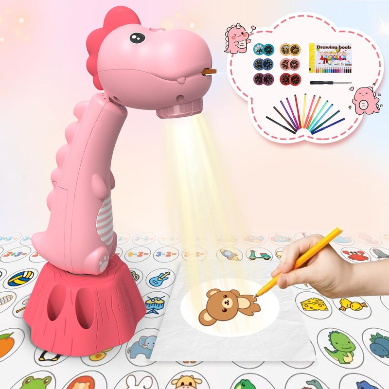 MFEESYOB Drawing Projector for KidsTracing and Drawing Projector with 96 Slide Cartoon Patterns and 12 Color BrushsSmart Art Sketcher Projector for 3 Year Old Girls BoysPink - Image 2