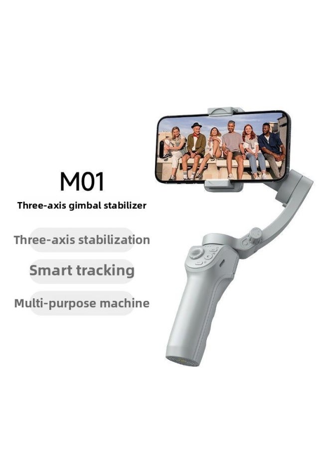 M01 Orthogonal Three-axis Handheld Pan-tilt Anti-shake Stabilizer AI Intelligent Face Tracking Live Shooting Artifact-Color:[high-end Version] Stabilizer + Fill Light + Tripod + 73cm Extension Pole