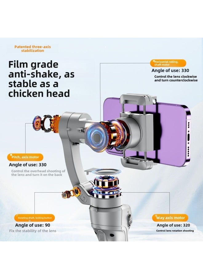 M01 Orthogonal Three-axis Handheld Pan-tilt Anti-shake Stabilizer AI Intelligent Face Tracking Live Shooting Artifact-Color:[high-end Version] Stabilizer + Fill Light + Tripod + 73cm Extension Pole