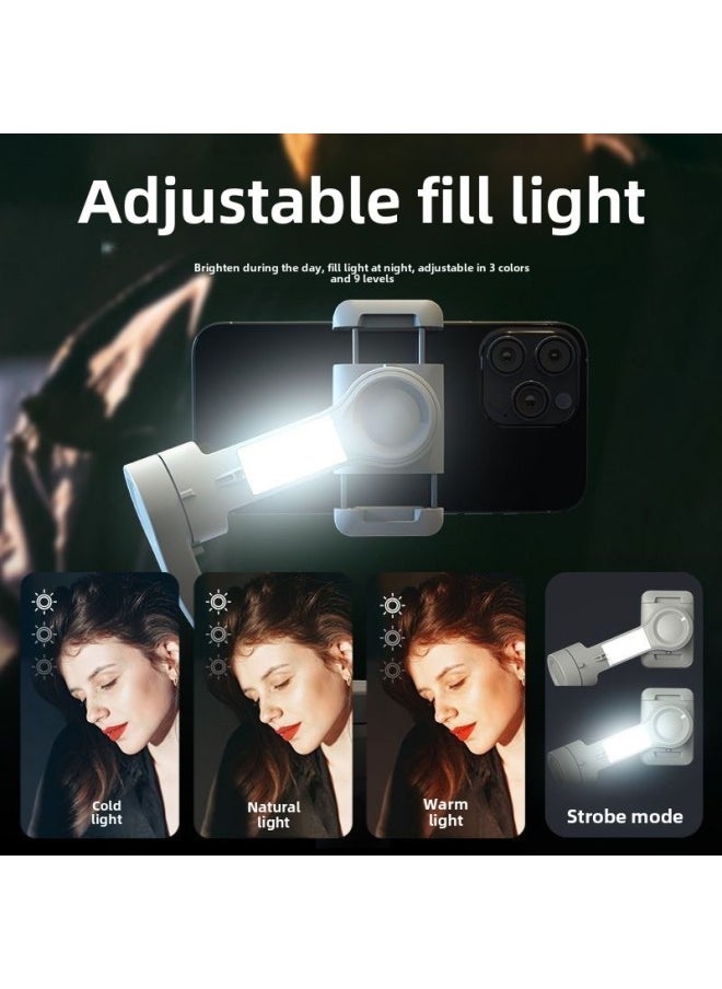 M01 Orthogonal Three-axis Handheld Pan-tilt Anti-shake Stabilizer AI Intelligent Face Tracking Live Shooting Artifact-Color:[high-end Version] Stabilizer + Fill Light + Tripod + 73cm Extension Pole