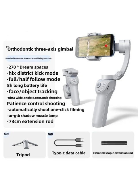 M01 Orthogonal Three-axis Handheld Pan-tilt Anti-shake Stabilizer AI Intelligent Face Tracking Live Shooting Artifact-Color:[high-end Version] Stabilizer + Fill Light + Tripod + 73cm Extension Pole