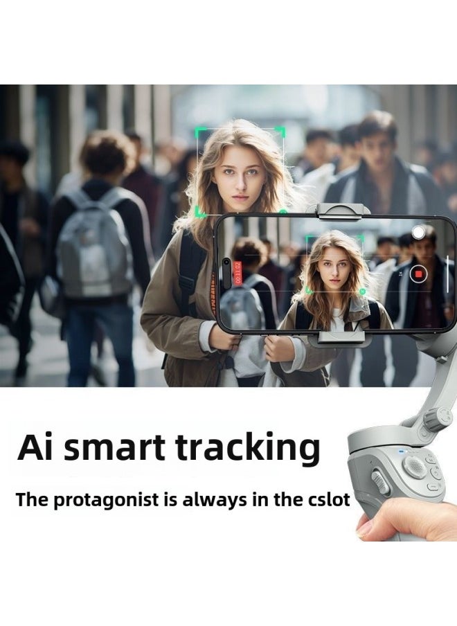 M01 Orthogonal Three-axis Handheld Pan-tilt Anti-shake Stabilizer AI Intelligent Face Tracking Live Shooting Artifact-Color:[high-end Version] Stabilizer + Fill Light + Tripod + 73cm Extension Pole