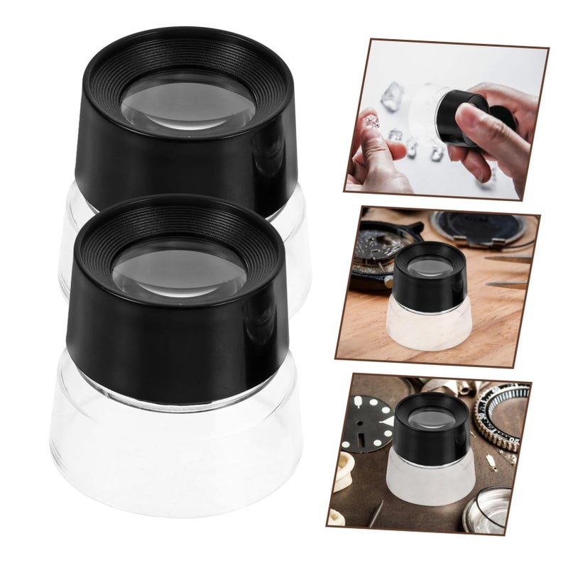 2 Pcs Cylindrical Magnifying Glass Portable Handheld Magnifier For Reading Jewelry Antique Collecting Compact Storage - Image 3
