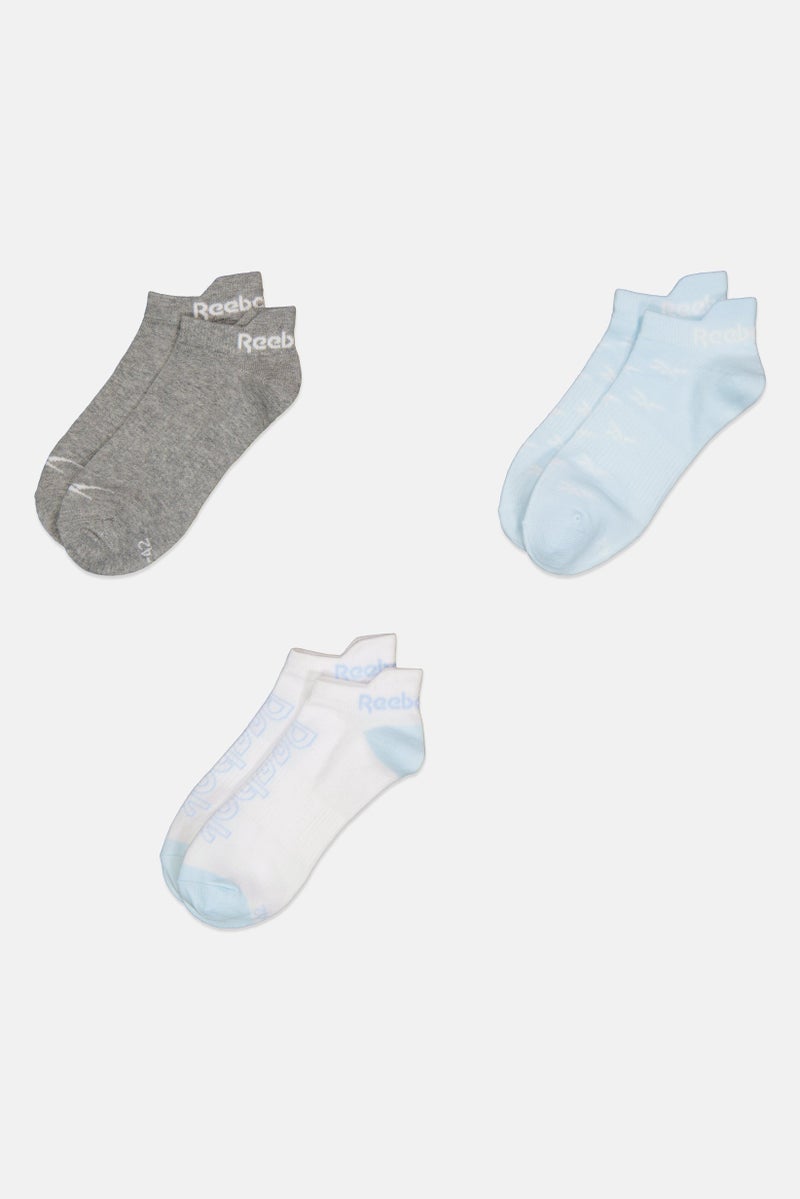Reebok Women 3 Pairs Brand Logo Invisible Socks, Multicolor - Image 3