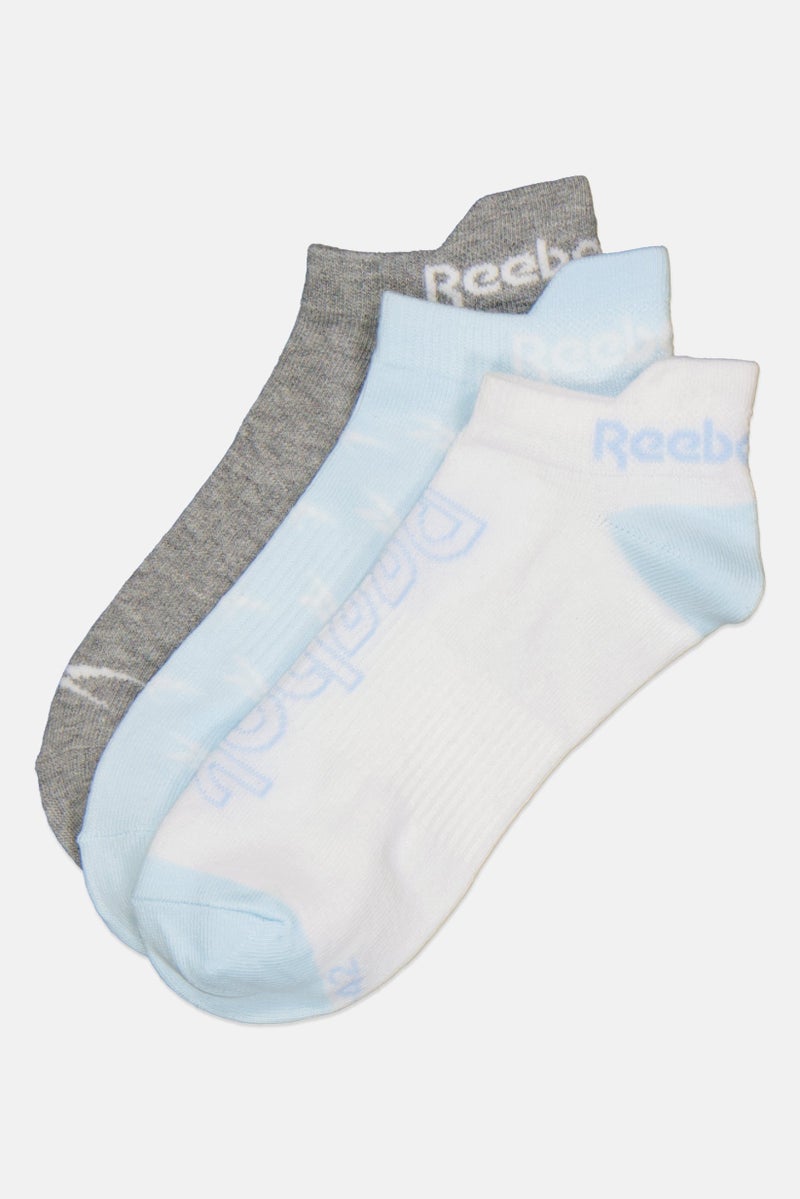 Reebok Women 3 Pairs Brand Logo Invisible Socks, Multicolor - Image 1
