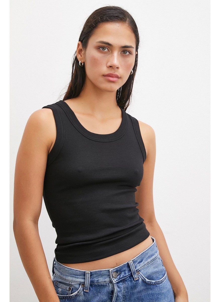 Never More Wide Bib Undershirt Black  - Image 1