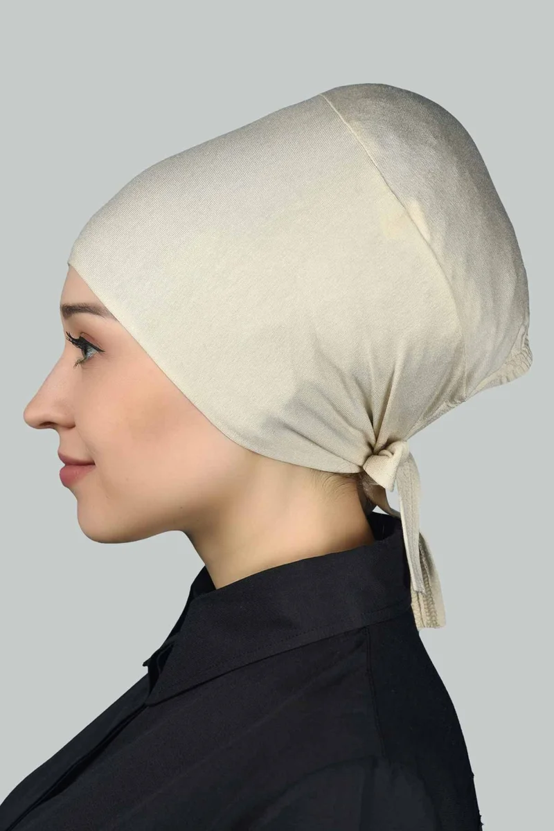 Altobeh Women's Seamless Lace-Up Non-Slip Hijab Combed Bonnet - Cream