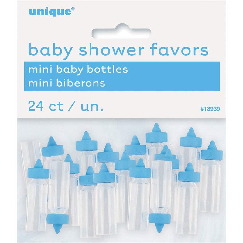 Unique Mini Baby Blue Plastic Bottle Favors 1 24 Count Ideal for Girl Baby Showers Baptisms Gender Reveals