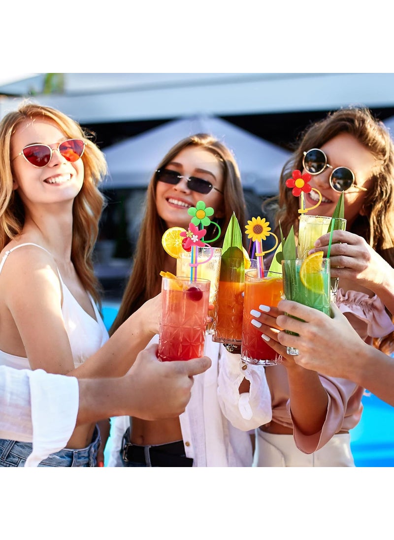 Nuenen Nuenen 24 Pcs 04 inch Cute Silicone Straw Covers Cap Compatible with Stanley 3040 oz Cup 10 mm Flower Straw Toppers for Tumblers Dustproof Splash Proof  - Image 4