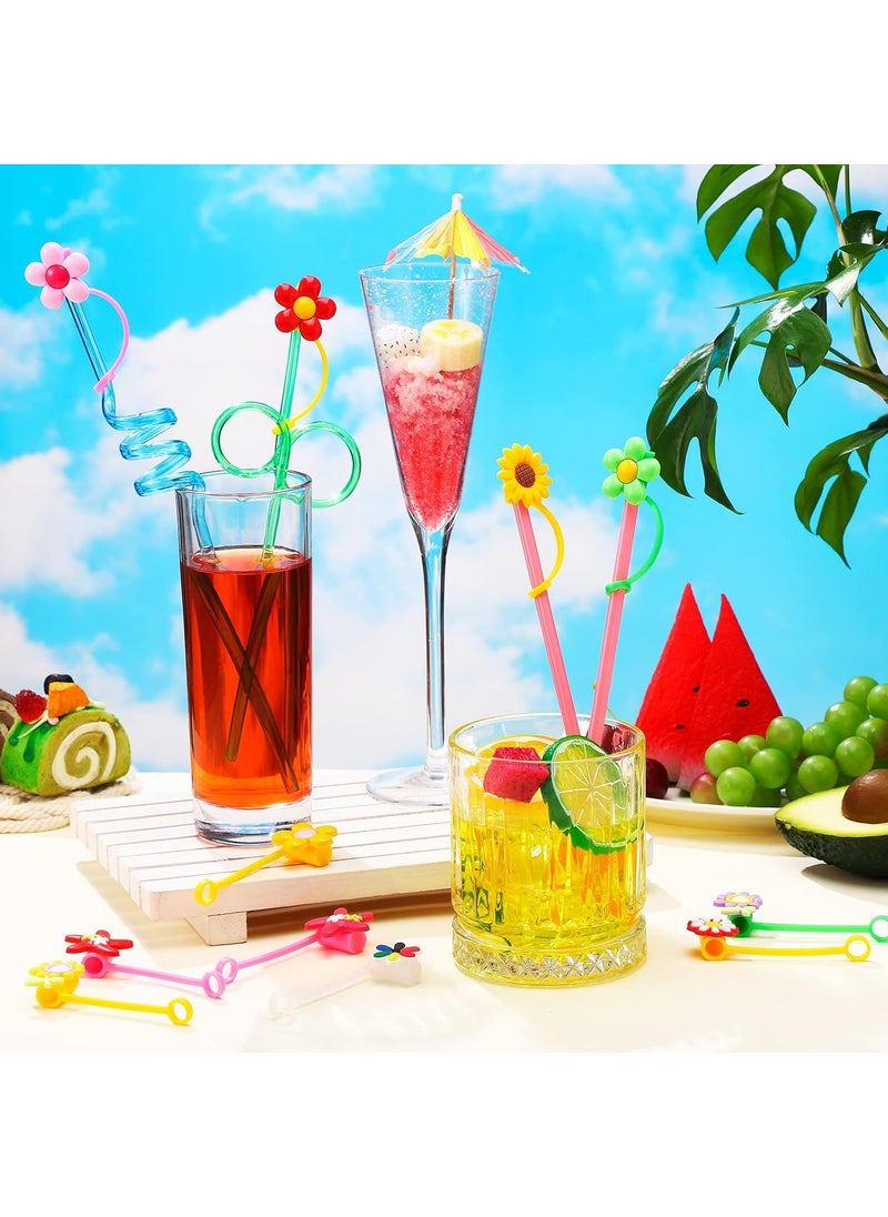 Nuenen Nuenen 24 Pcs 04 inch Cute Silicone Straw Covers Cap Compatible with Stanley 3040 oz Cup 10 mm Flower Straw Toppers for Tumblers Dustproof Splash Proof  - Image 3