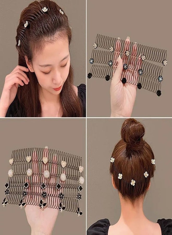 Calixe Stretchable Invisible Hair Clip Pack of 2 Magic Hair Comb Double Comb Flexible Hair Accessory for Women and Girls Multicolor - Image 5