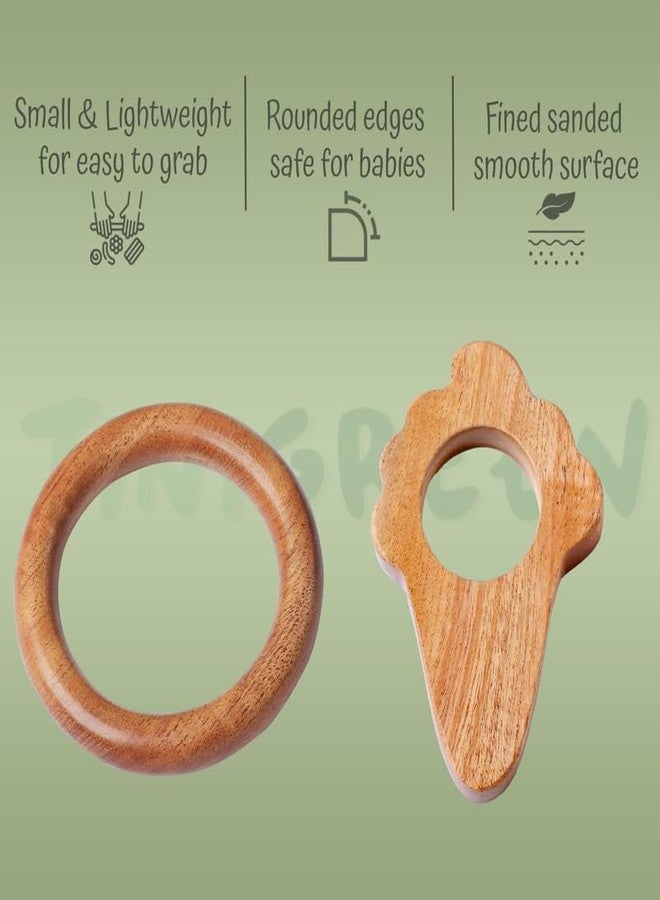 Tinigreen Ice Cream Ring Shaped Neem Wooden Teethers Combo for 3 to 12 Months Infant Baby (Pack of 2) - Image 2