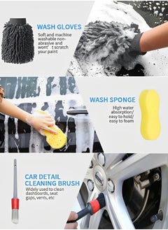 GROIC 12pcs Car Cleaning Tools Kit,Car Wash Kit,Car Wheel Tire Cleaning Brush Set, Car Detailing Kit,Car Drill Detailing Brushes,Car Wash Mitt, Towels  - Image 2