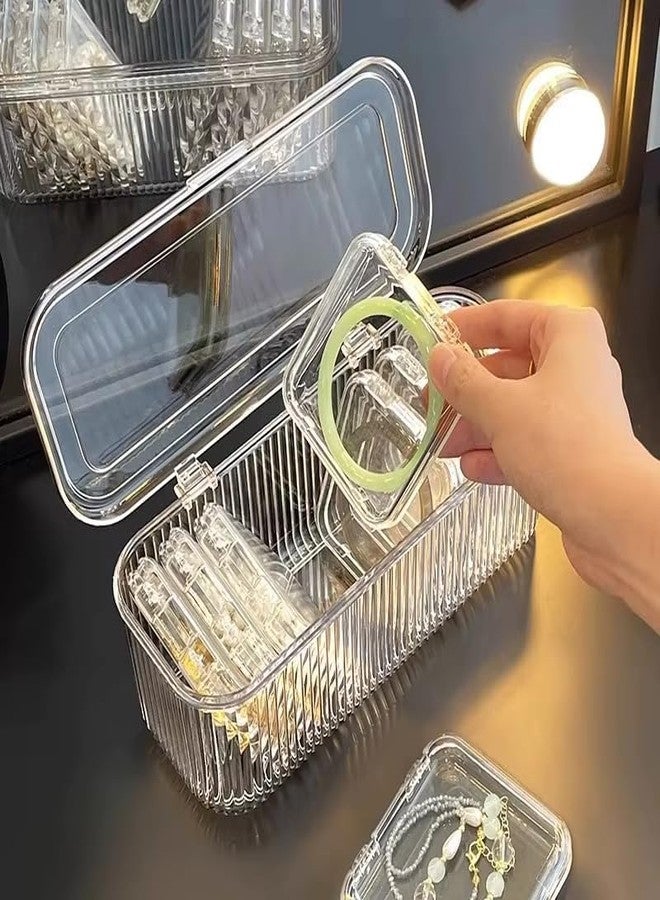 MILLOR Acrylic Jewelry Organizer Box Set Portable Transparent Storage Case for Earrings Bracelets Rings Necklace Watch with Separate Compartments for Women and Girls - Image 5