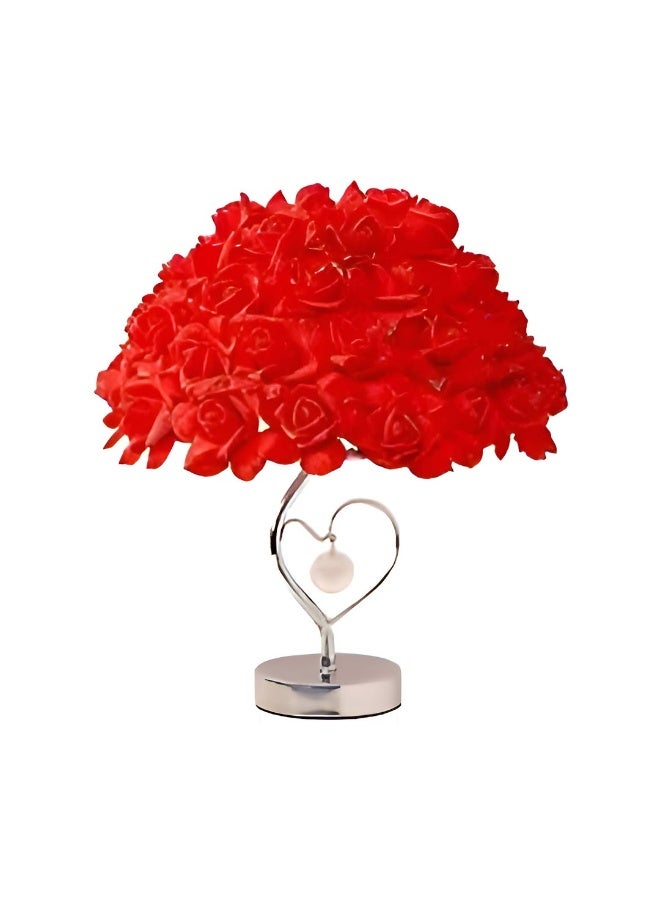 PEETTA Romantic Rose LED Table Lamp — Artificial Flower Night Light with Heart Base, Decorative Bedside Lamp for Bedroom, Wedding, Valentine’s Day Gift, Home Décor - Image 1