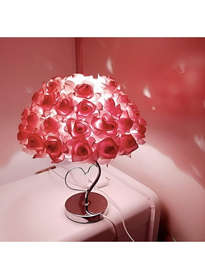 PEETTA Romantic Rose LED Table Lamp — Artificial Flower Night Light with Heart Base, Decorative Bedside Lamp for Bedroom, Wedding, Valentine’s Day Gift, Home Décor - Image 5