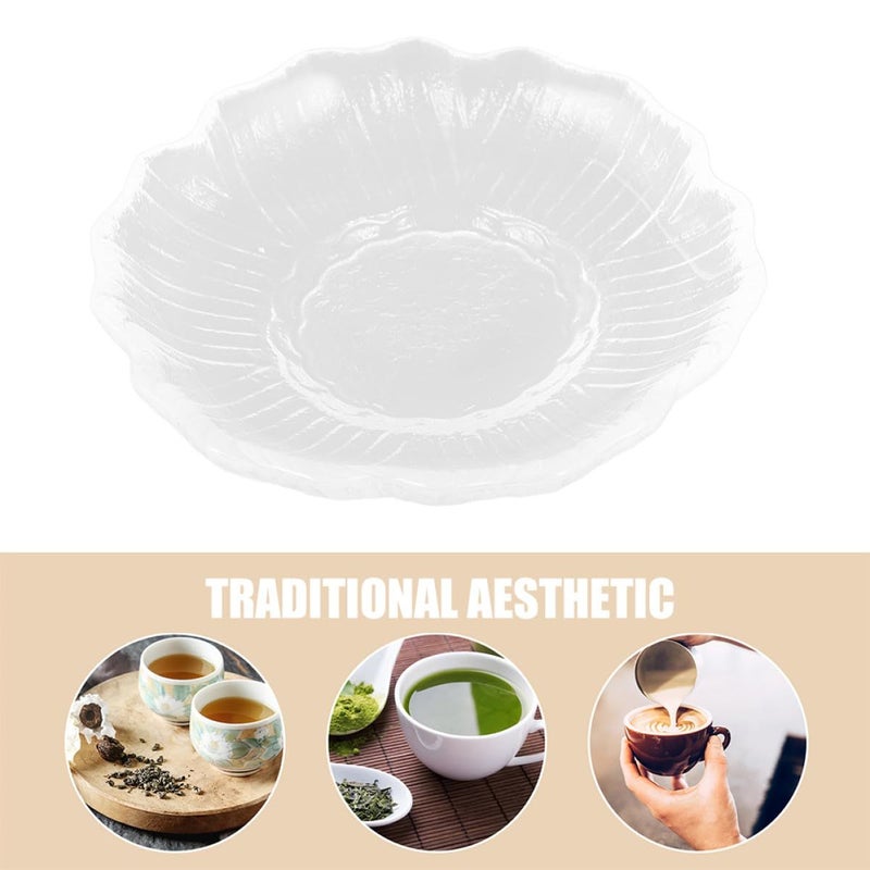 4 Inch Round Glass Coasters Set Of 4 Small Snack Plates For Tea Coffee And Home Serving - Image 4