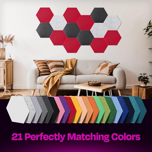 Ekkogo Acoustic Panels 12-Pack Soundproof Wall Panels 14"X12.1"X0.4" Sound Panels High Density Sound Dampening Panels - [Candy Red Hexagon] - Image 5