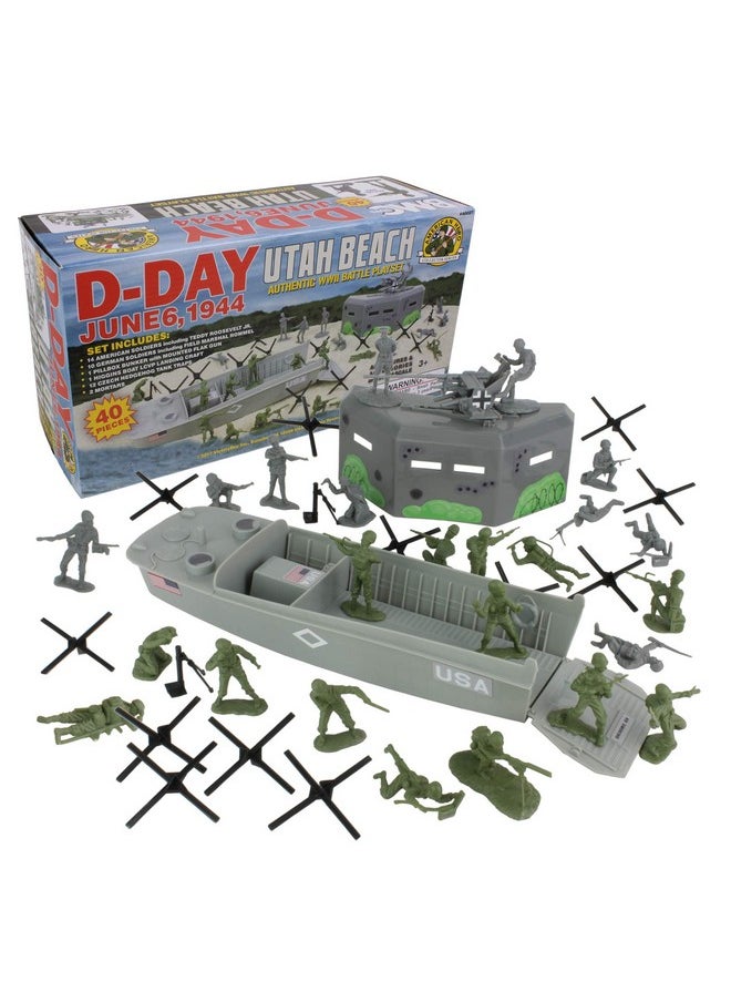 BMC Toys Bmc Ww2 Dday Plastic Army Men Utah Beach 40Pc Soldier Figures Playset  - Image 2