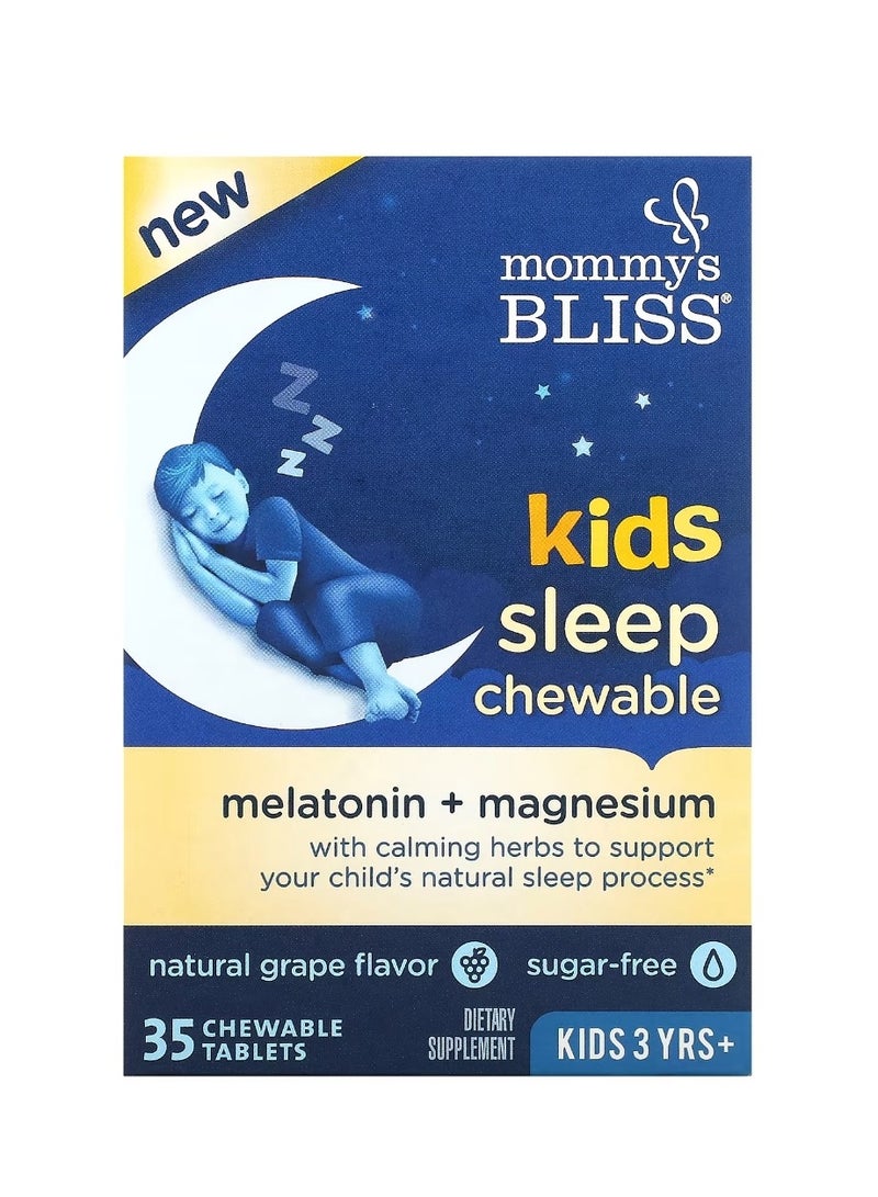 Mommy's Bliss Kids Sleep Chewable Melatonin + Magnesium Kids 3 Yrs+ Natural Grape 35 Chewable Tablets - Image 1