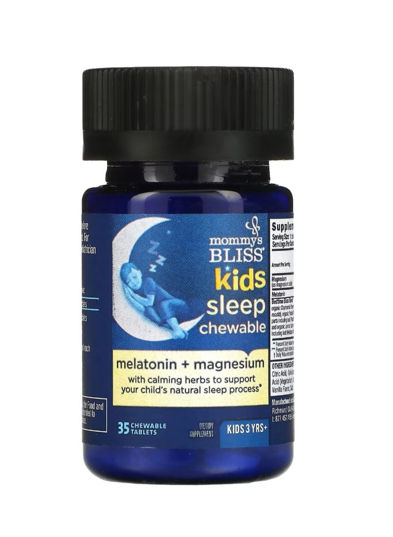 Mommy's Bliss Kids Sleep Chewable Melatonin + Magnesium Kids 3 Yrs+ Natural Grape 35 Chewable Tablets - Image 2