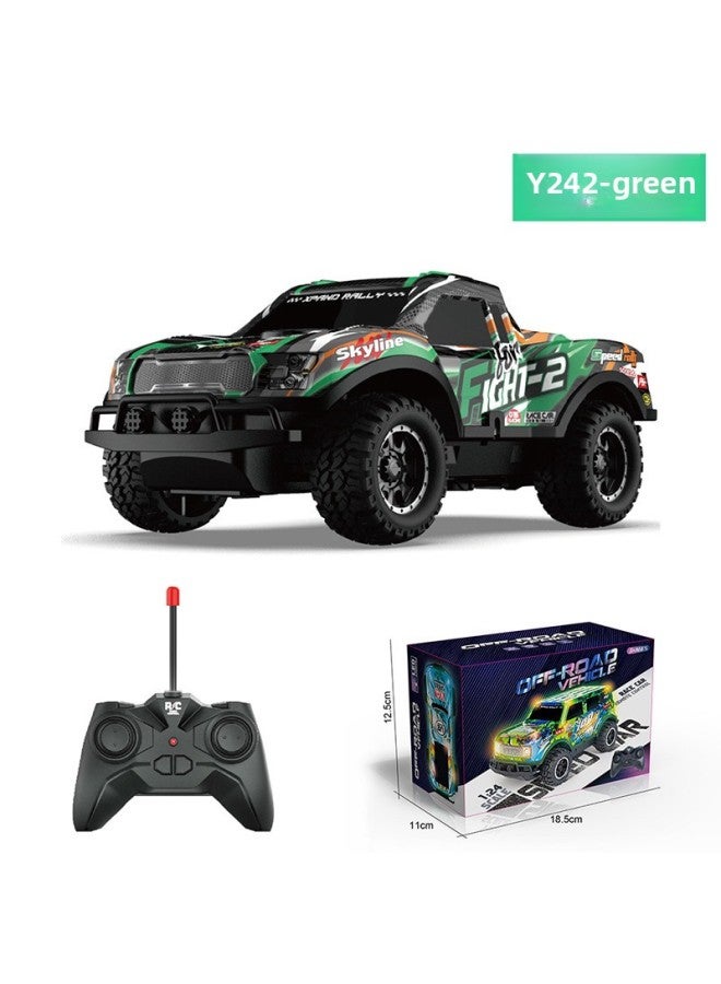 1:24 With Light Small Proportion Remote Control Car Non-live Children's Toys Remote Control Car-Color:Y242 Green-Scale:1:24  - Image 1