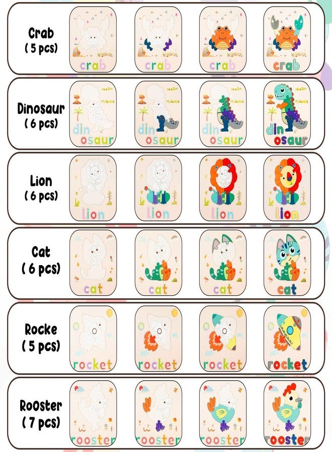 Vianz Jigsaw Puzzles with Alphabets, 6 Boards in 1 Box, Animals, Alphabets, Educational Learning Toys, Montessori Stem Toy for Toddlers Kids Age 1 2 3 4 - Image 4
