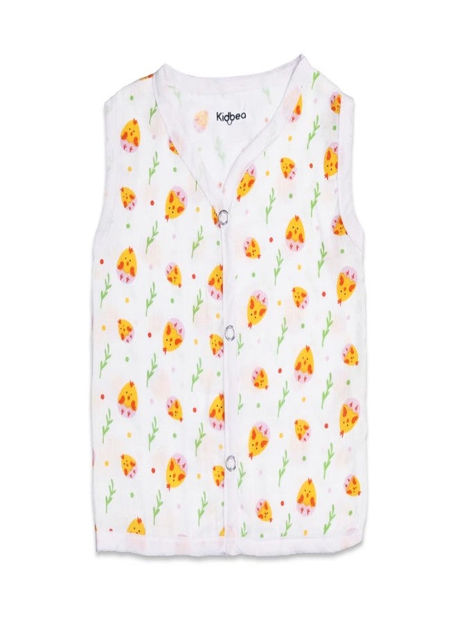 Kidbea® 100% Cotton Muslin Jhabla | Summer Wear | Cloth for Baby Boys Cute Chick| Butterfly| Mickey| Tiger | Sun Print | Pack of 5 with Multi Color & Size (3 to 6 Months) - Image 4