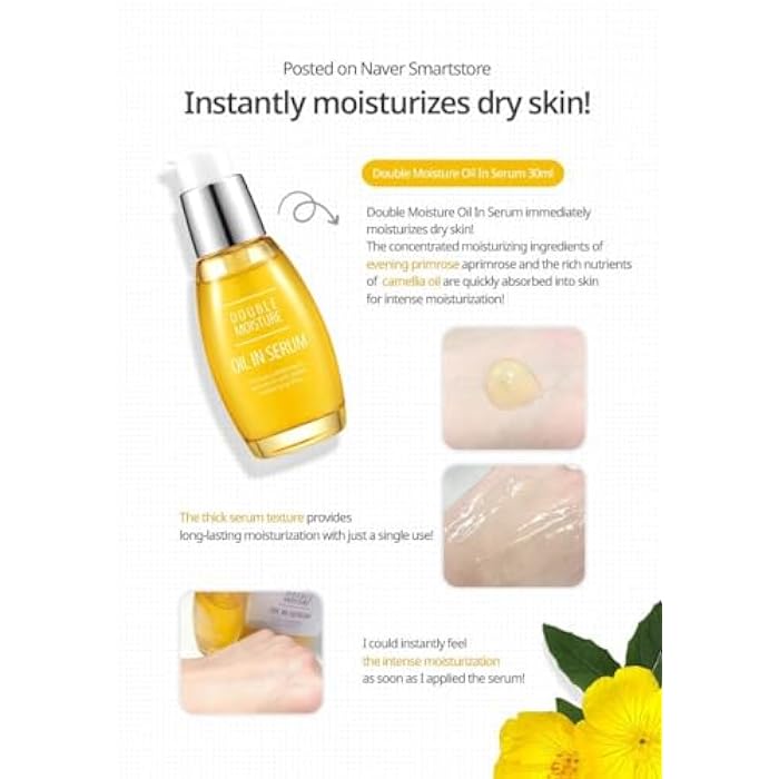 CHARMZONE Double Moisture Oil in Serum for Dry Sensitive Skin Soothing Moisturizing Elasticity Protection for All Skin Type (30ml/1.01 fl.oz) - Image 3