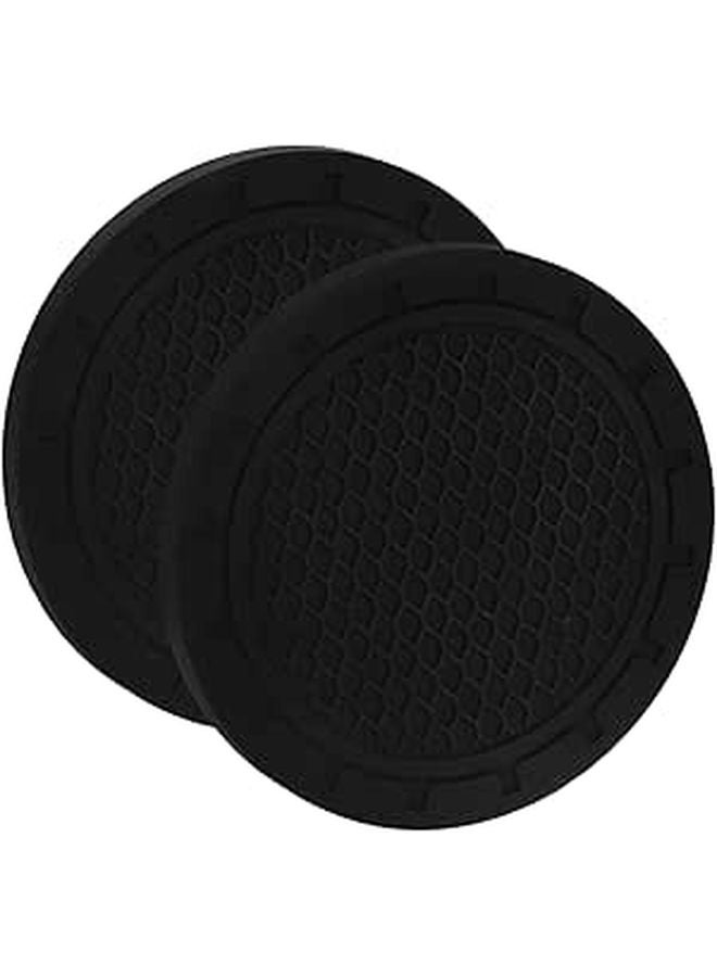 2 Pack Universal Cup Holder Inserts Insulation Coasters For Car Black - Image 1