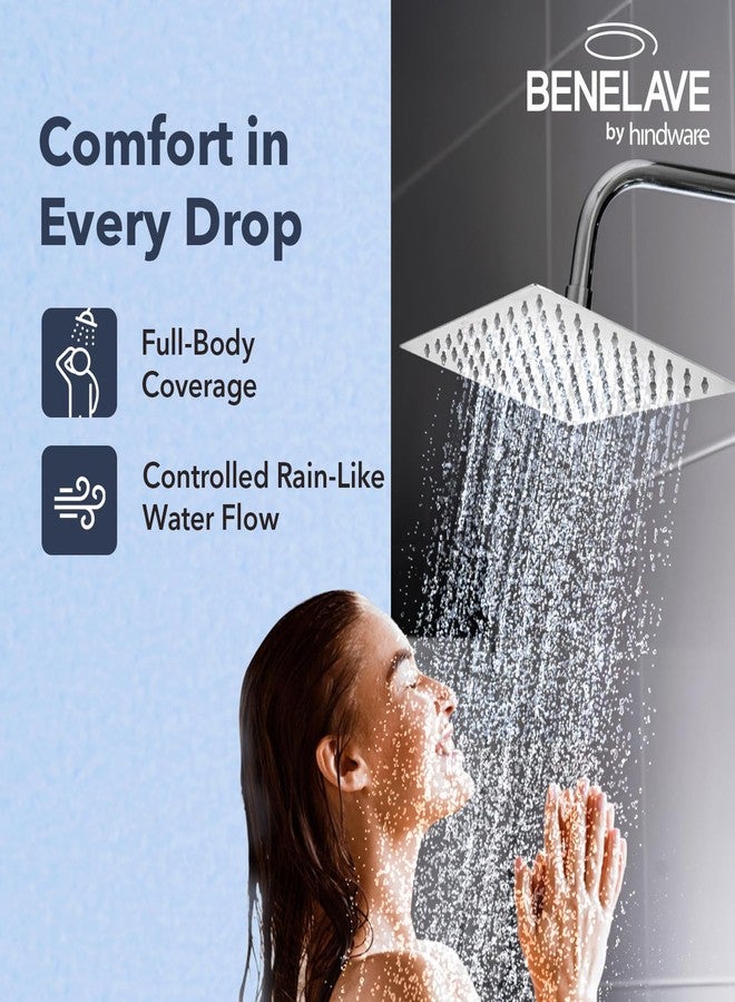 hindware Benelave by Hindware Ultra Thin Overhead Rain Shower for Bathroom | Made of SS | 200mm Square Design | Mirror-like Chrome Polish Finish | Wider Head for Better Reach | 1-Year Manufacturer Warranty - Image 5