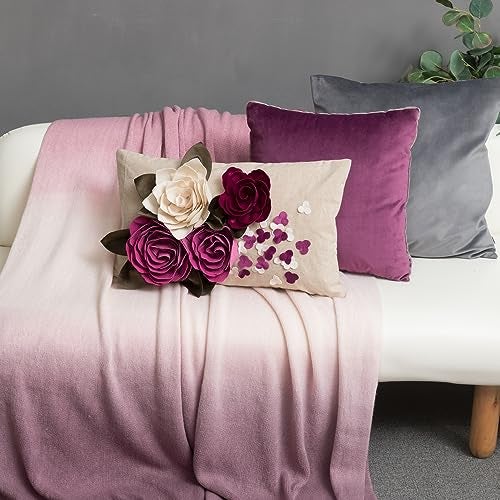 KINGROSE 3D Handmade Flower Decorative Accent Throw Pillowcase Soft Cushion Covers for Sofa Couch Chair 12 x 20 Inches Rose Red - Image 5