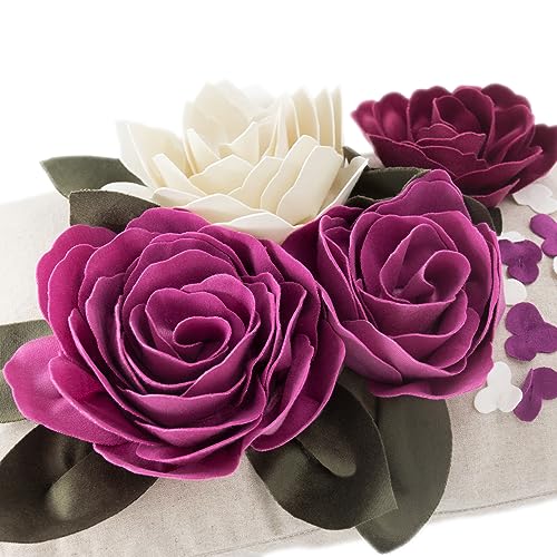 KINGROSE 3D Handmade Flower Decorative Accent Throw Pillowcase Soft Cushion Covers for Sofa Couch Chair 12 x 20 Inches Rose Red - Image 2