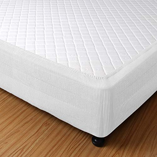 Marquess Box Spring Cover- Wrap Around Elastic, Vertical Stripe Pattern Bed Skirt Alternative, and Classic 15" Drop Length. Polyester/Polyester Filling (White, King)… - Image 4