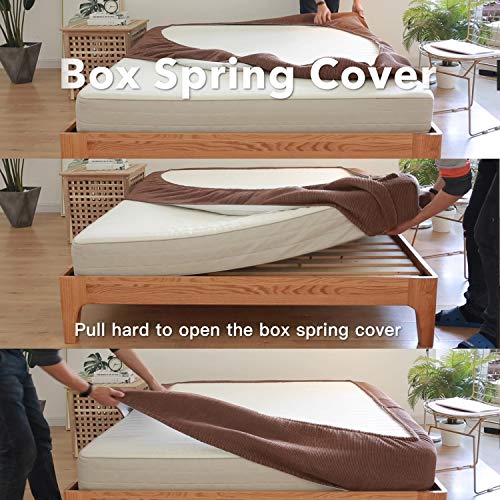 Marquess Box Spring Cover- Wrap Around Elastic, Vertical Stripe Pattern Bed Skirt Alternative, and Classic 15" Drop Length. Polyester/Polyester Filling (White, King)… - Image 3