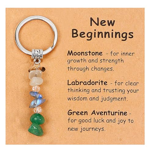 DAYANEY New Beginnings Gifts Nature Crystal Keychain, Coworker Leaving Gifts for Women, Retirement, Graduation, New Job, Divorce and Inspirational Gifts for Women Cute Keychain - Image 1