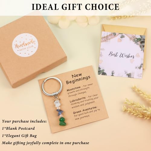 DAYANEY New Beginnings Gifts Nature Crystal Keychain, Coworker Leaving Gifts for Women, Retirement, Graduation, New Job, Divorce and Inspirational Gifts for Women Cute Keychain - Image 2