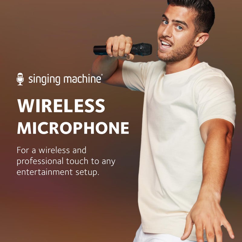 Singing Machine Portable Wireless Microphone (Black) - Premium Unidirectional UHF Wireless Mic for Singing, Speeches & Events - Cordless Mic Compatible with Karaoke Machines, PA Systems & More - Image 2