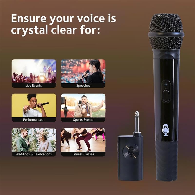 Singing Machine Portable Wireless Microphone (Black) - Premium Unidirectional UHF Wireless Mic for Singing, Speeches & Events - Cordless Mic Compatible with Karaoke Machines, PA Systems & More - Image 5