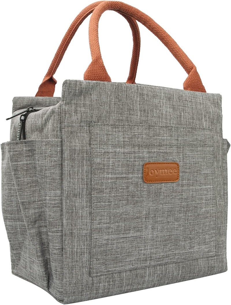 Joymee Lunch Bag Women Insulated Lunch Box Reusable Leakproof Large Spacious Tote for Women Men Adult with Bottle Holder and Side Pockets for Work Picnic Travel - Grey - Image 1