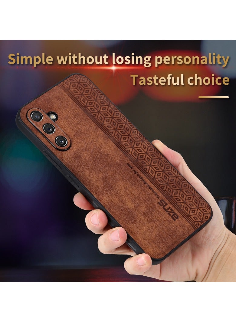 Color Fans For Samsung A54 5G Case PU Leather Coated TPU Drop-proof Smart Phone Cover Brown  - Image 2