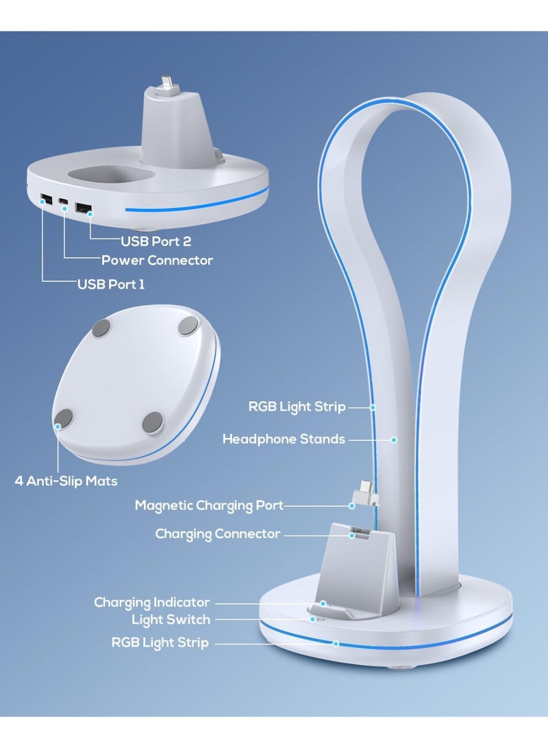 Bukela 4-in-1 Magnetic Charging Dock for PS Portal & PlayStation Pulse Elite Headset, KOVA Case-Friendly Charger Stand for PlayStation Portal Accessories with 11 Light Modes & 2X USB Ports &1x Cable - Image 3