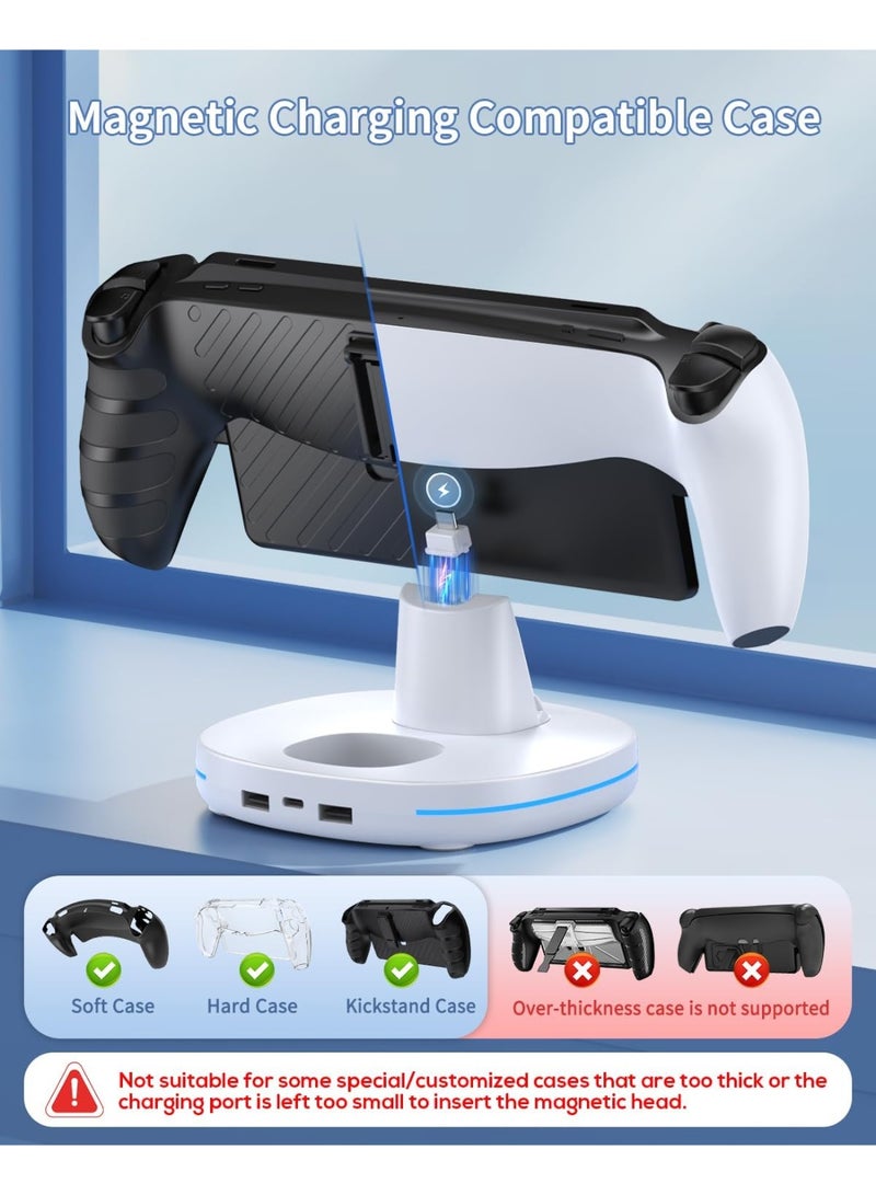 Bukela 4-in-1 Magnetic Charging Dock for PS Portal & PlayStation Pulse Elite Headset, KOVA Case-Friendly Charger Stand for PlayStation Portal Accessories with 11 Light Modes & 2X USB Ports &1x Cable - Image 4