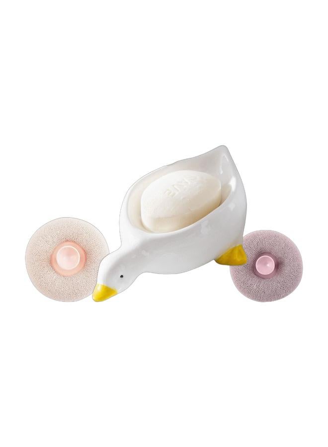 طبق صابون على شكل بطة مع كرة تدليك للاستحمام - Image 1